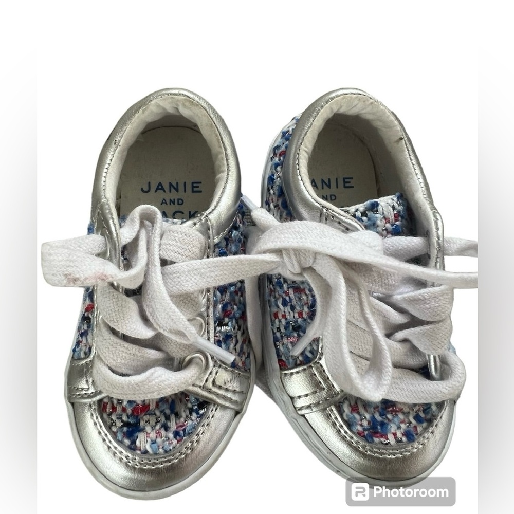 Janie and Jack Baby Girl Metallic Multicolor Lace Up Sneaker | 4